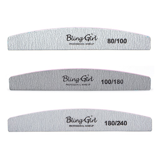 Bling Girl Grey Half Moon Double Sided Nail File [3997]