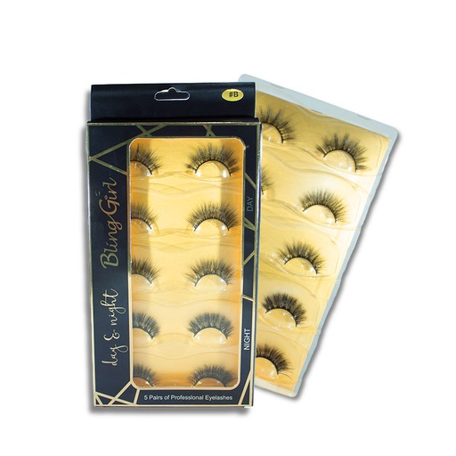 [6612012788537] Bling Girl Day To night 5 Pairs of Professional Eyelashes [ R2310P93 ]