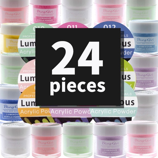 [6322106451130] Bling Girl Luminous Acrylic Powder Nail Art System 10g*24Pieces [3173]