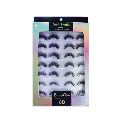 [6612111781767] Blinggirl Professional Make up Luxury Strip Lashes 16 Pairs [ R2311P19 ]