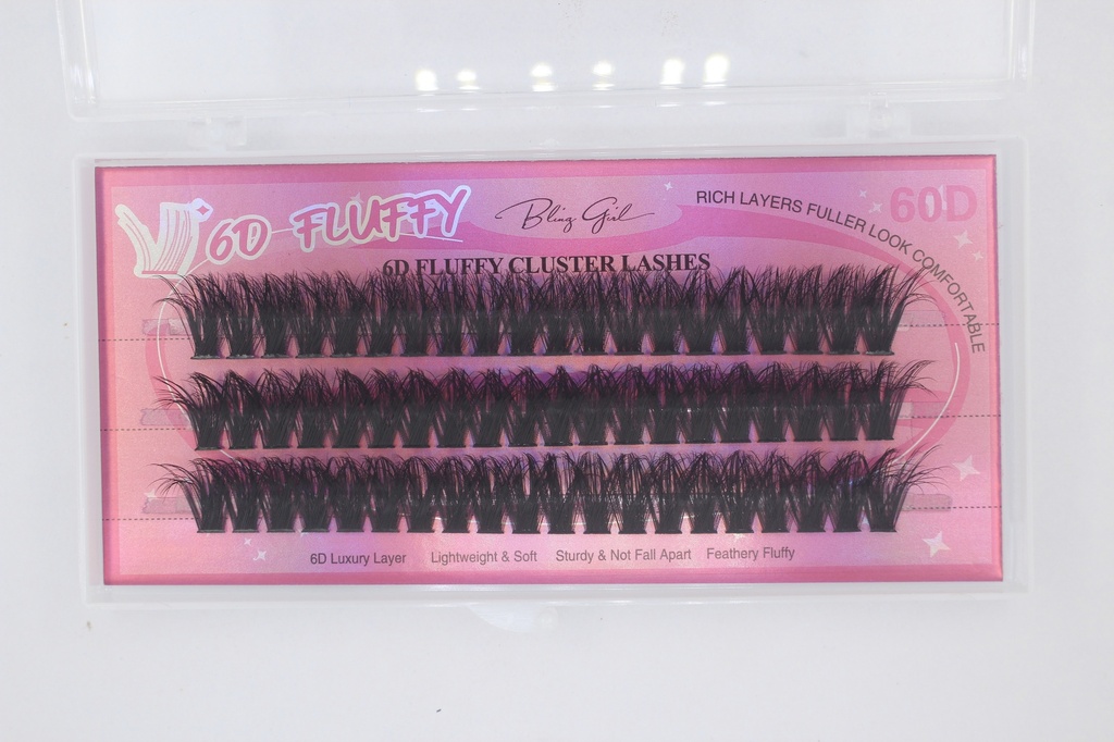 6D Fluffy Cluster Lashes 60D 8mm-C [S2508P06]