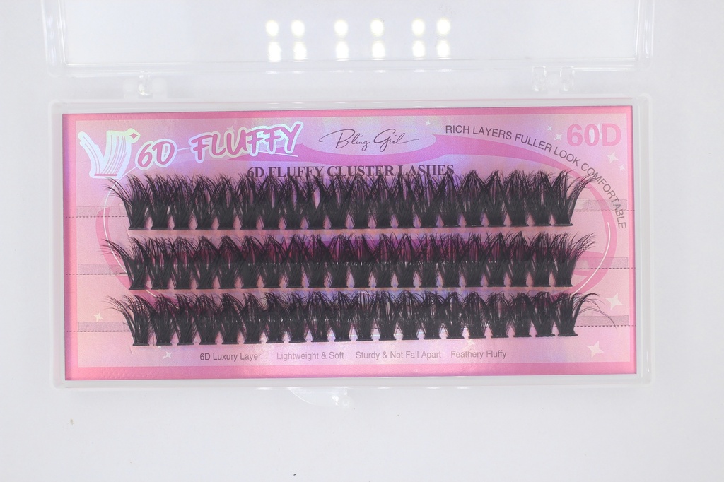 6D Fluffy Cluster Lashes 60D 8mm-C [S2508P06]