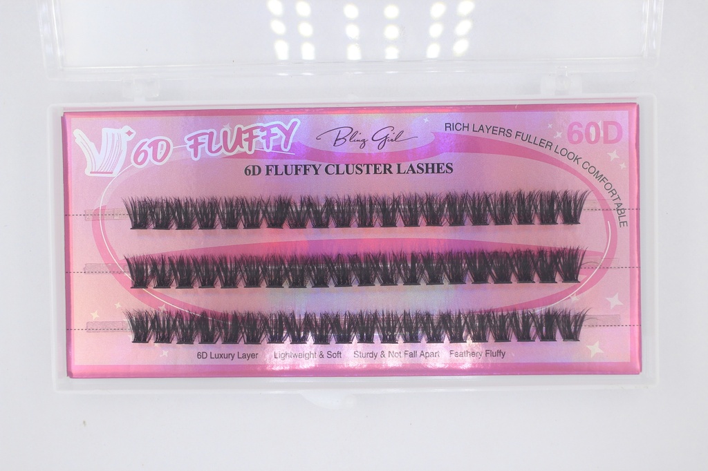 6D Fluffy Cluster Lashes 60D 8mm-C [S2508P06]