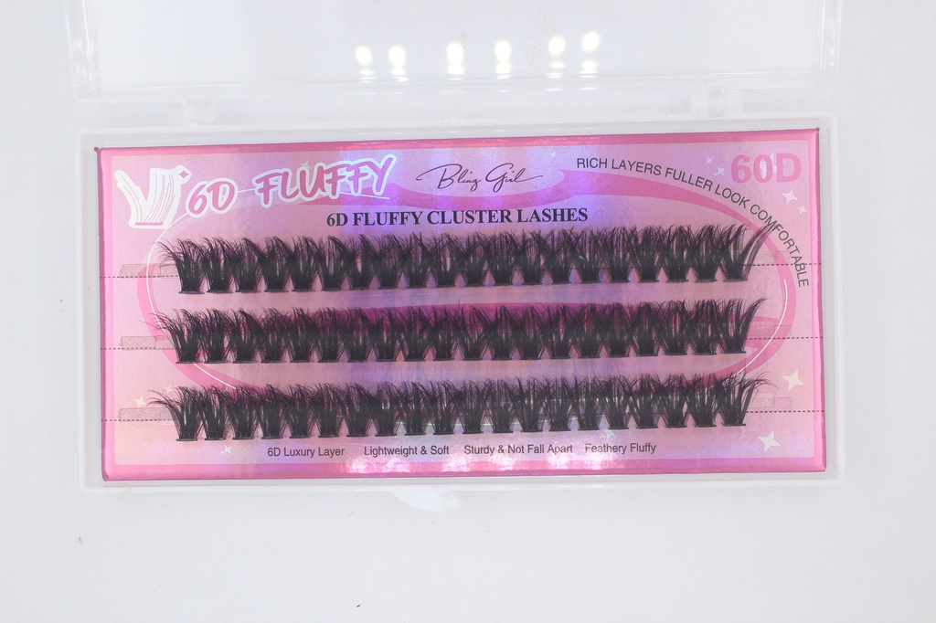 6D Fluffy Cluster Lashes 60D 8mm-C [S2508P06]