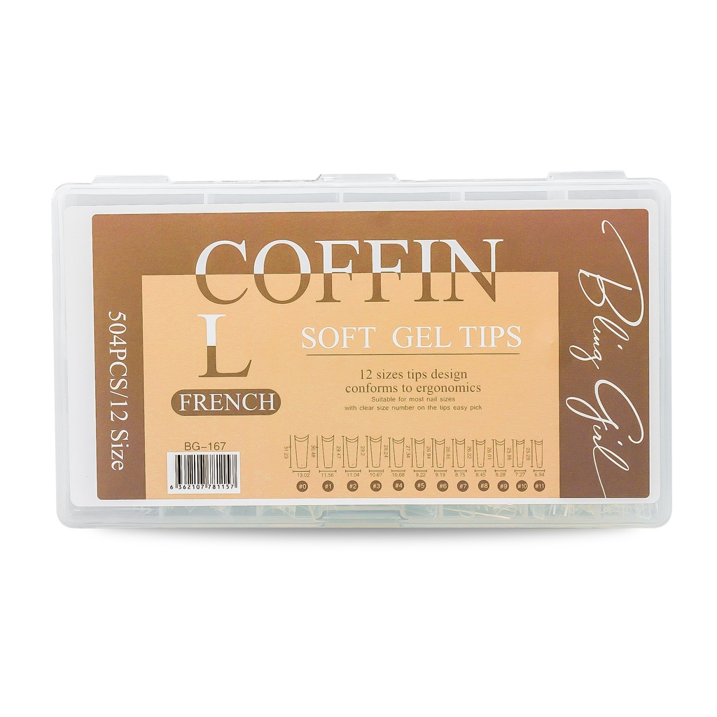 Coffin Soft Gel Tips Large French BG-167 [9439]