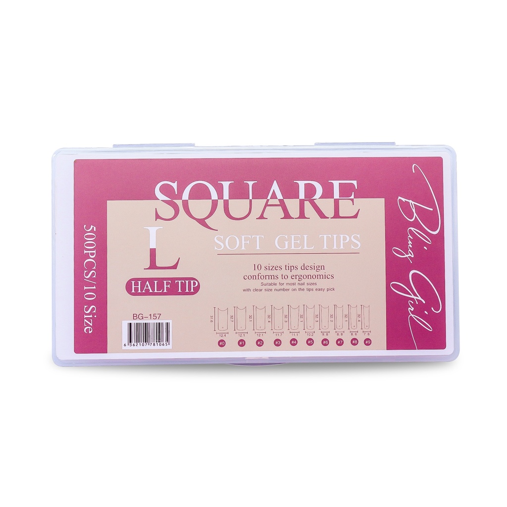 Square Soft Gel Tips L Half Tip BG-157 [6599]