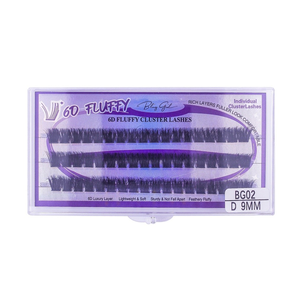 6D Fluffy Cluster Lashes 9mm-D [S2508P05]