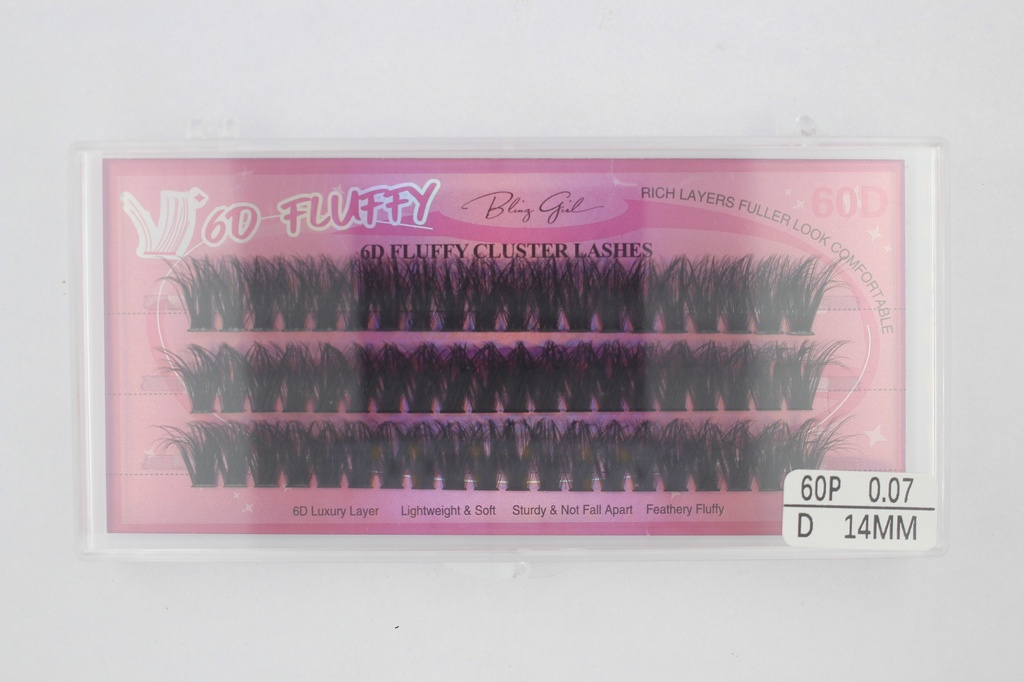 6D Fluffy Cluster Lashes 60D 14mm-D [S2508P06]