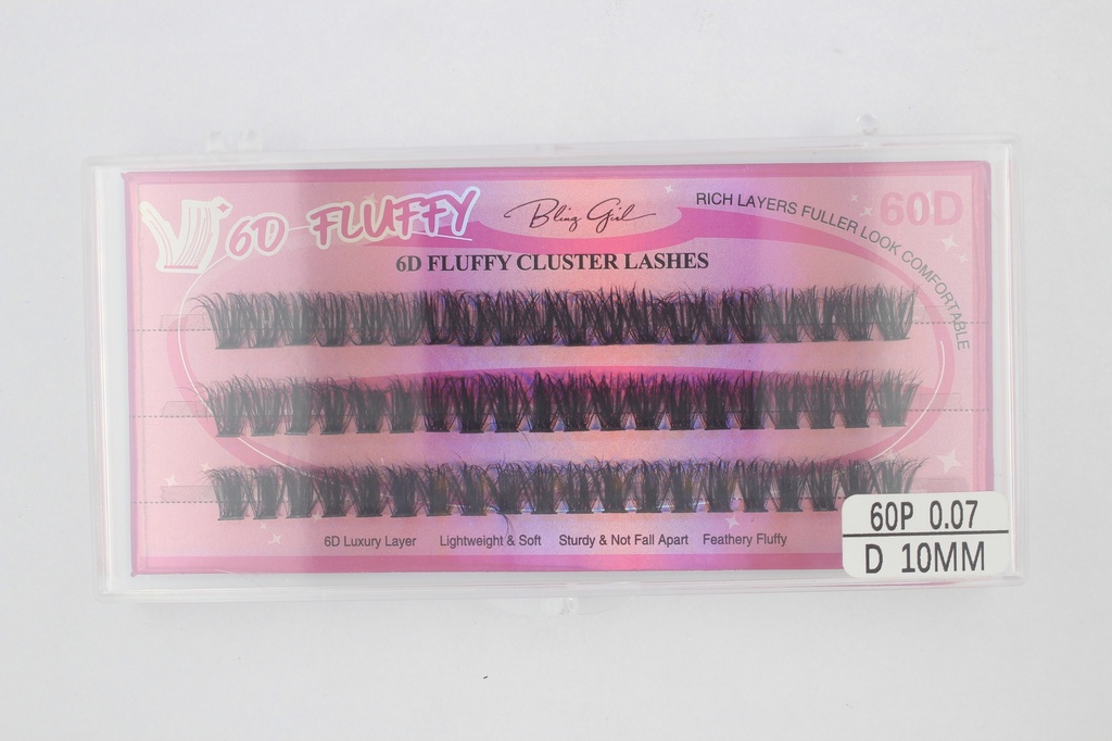 6D Fluffy Cluster Lashes 60D 10mm-D [S2508P06]