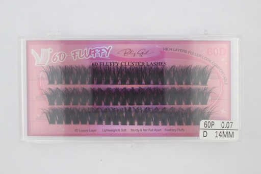 [6612477818022] 6D Fluffy Cluster Lashes 60D 14mm-D [S2508P06]