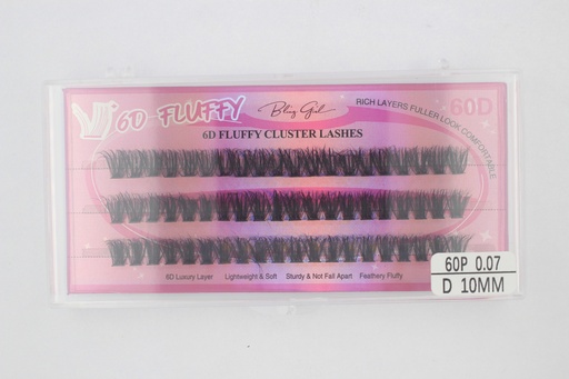 [6612477818022] 6D Fluffy Cluster Lashes 60D 10mm-D [S2508P06]