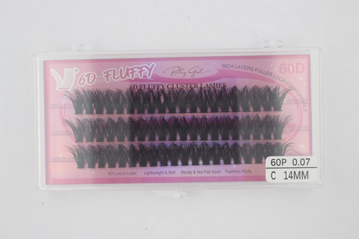 [6612477818022] 6D Fluffy Cluster Lashes 60D 14mm-C [S2508P06]