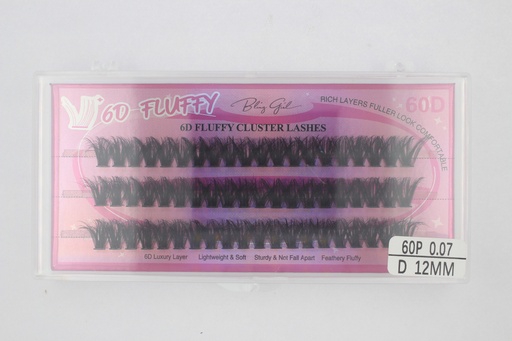 [6612477818022] 6D Fluffy Cluster Lashes 60D 12mm-D [S2508P06]