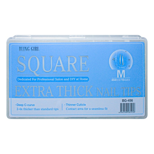 [6362508585958] Square Extra Thick Nail Tips Medium BG-456 (450PCS/15 sizes) [S2510P15]