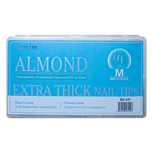 [6362508585408] Almond Extra Thick Nail Tips Medium BG-441 (450PCS/15 sizes) [S2510P16]