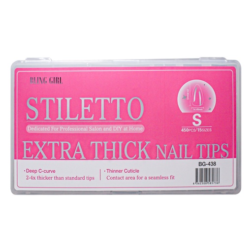 [6362508585736] Stiletto Extra Thick Nail Tips Small BG-438 (450PCS/15 sizes) [S2510P17]