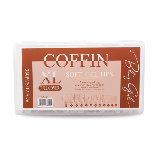 [6362107781294] Coffin Soft Gel Tips XL Full Cover BG-111 [5031]
