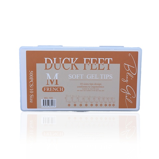 [6362107781065] BLING GIRL Duck Feet Soft Gel Tips Medium French BG-100[R2402P36]