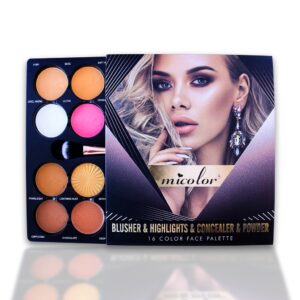 Micolor Blusher, Highlights, Concealer & Powder 16 Color Face Palette [S2403P42]